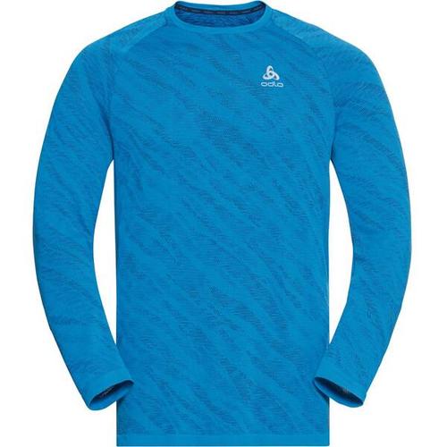 ODLO Herren Unterhemd BL TOP Crew neck l/s BLACKCOMB, Größe XXL in indigo bunting - space dye