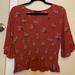 American Eagle Outfitters Tops | American Eagle Outfitters Floral Smocked Red / Rust Orange Blouse Size Small | Color: Orange/Red | Size: S