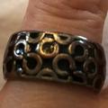 Coach Jewelry | Coach Signature C Band Ring Silver/Black Size 7 Gently Used Perfect Condition | Color: Black/Silver | Size: 7