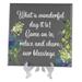 Trinx What A Wonderful Day It Is Come On In Decorative Plaque Porcelain/Ceramic in Blue/White | 6 H x 6 W x 1 D in | Wayfair