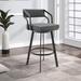 Corrigan Studio® Heyburn 26 Inch Metal Barstool w/ Leatherette Channel Stitching, Gray /Faux leather in White | 36 H x 21 W x 22 D in | Wayfair