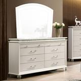 Rosdorf Park Deltana 8 Drawer 63.63" W Double Dresser w/ Mirror Wood in Brown/White | 39 H x 63.63 W x 17.38 D in | Wayfair