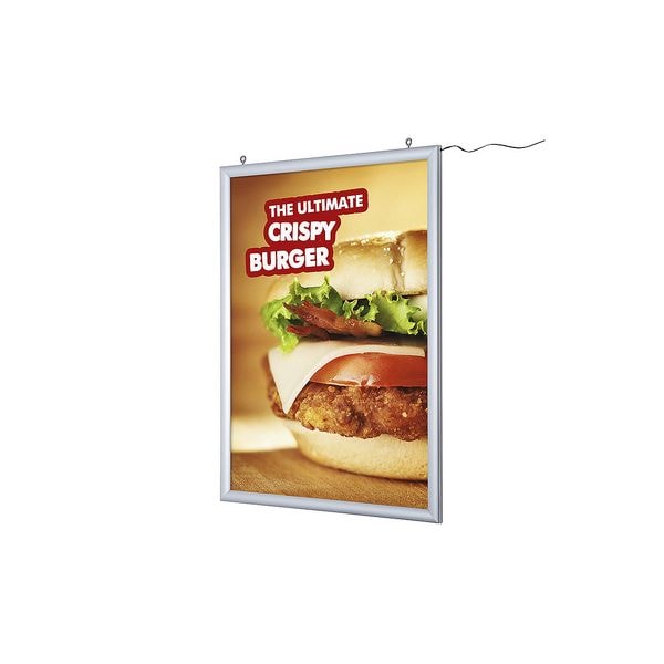 Showdown Displays LED-Leuchtrahmen zweiseitig A1 silber silber, 63.9x88.6x3.3 cm