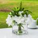 Enova Home Artificial Silk Hydrangea Mixed with Greenery Plants Fake Flowers Arrangement in Cube Glass Vase with Faux Water