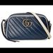 Gucci Bags | Gucci Gg Marmont New Camera Purse Navy Blue Leather Cross Body Bag | Color: Blue | Size: 9.5"L X 2.7”W X 5.5”H