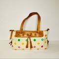 Dooney & Bourke Bags | Dooney & Bourke Canvas & Leather Trim Multicolor Polka Dot Logo Shoulder Bag | Color: Brown/Cream | Size: Small