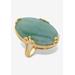 Women's Yellow Gold Plated Genuine Green Jade Oval Cabochon Ring by PalmBeach Jewelry in Jade (Size 8)