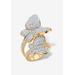 Women's Yellow Gold Plated Cubic Zirconia Butterfly Wraparound Ring by PalmBeach Jewelry in Butterfly (Size 9)