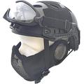 GUANBAILE PJ-type Tactical Fast Helmet And Foldable Half-face Mesh Shield And Goggles, With Ear Protection For CS Games, Paintball Shooting, One Size