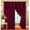 Prime Linens Jacquard Curtains for Bedroom with Pelmet Fully Lined Heavy Pencil Pleat Curtains With 2 Tie Backs (66″X72″(168 cm x 183cm), Malta Burgundy)