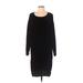 Free People Casual Dress - Shift Scoop Neck 3/4 sleeves: Black Solid Dresses Women's Size Small
