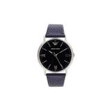 Stainless Steel & Leather Strap Watch - Black - Emporio Armani Watches