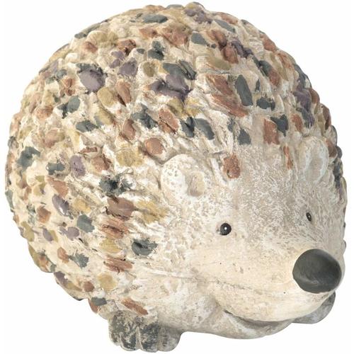 Steinfigur Igel 32,5 cm stehend Deko Gartenfigur Polystone Steinoptik – Mehrfarbig