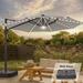 BONOSUKI 11ft LED Aluminum Patio Cantilever Offset Umbrella with Base