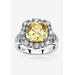 Women's Platinum over Sterling Silver Princess Cut Canary Cubic Zirconia Ring by PalmBeach Jewelry in White (Size 7)