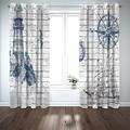 Nautical Style Curtains for Living Room Bedroom, Blackout Curtains, Thermal Insulated Eyelet Curtains, 90 Drop Patterned Window Treatments, 90x90 Inch (W X L), 2 Panels