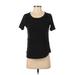 Ann Taylor LOFT Short Sleeve Top Black Scoop Neck Tops - Women's Size X-Small