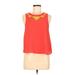 The Impeccable Pig Sleeveless Blouse: Orange Polka Dots Tops - Women's Size Medium