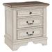 Transitional Wooden Three Drawer Nightstand with Open Platform Top, White