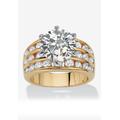 Women's Goldtone Round Cubic Zirconia Triple Row Engagement Ring by PalmBeach Jewelry in Cubic Zirconia (Size 7)