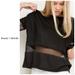 Brandy Melville Tops | Brandy Melville Maneola Mesh Inset Tee - Black | Color: Black | Size: One Size