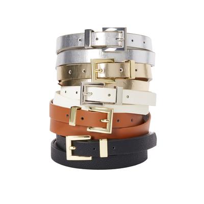 Women's Faux Leather Skinny Belt by Accessories For All in Gold (Size 18/20)