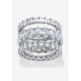 Women's Platinum Plated 3-Piece Stackable Engagement Ring by PalmBeach Jewelry in Cubic Zirconia (Size 10)