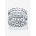 Women's Platinum Plated 3-Piece Stackable Engagement Ring by PalmBeach Jewelry in Cubic Zirconia (Size 10)