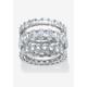 Women's Platinum Plated 3-Piece Stackable Engagement Ring by PalmBeach Jewelry in Cubic Zirconia (Size 10)