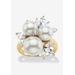 Women's Yellow Gold over Sterling Silver Pearl and Cubic Zirconia Ring by PalmBeach Jewelry in Yellow Gold (Size 10)