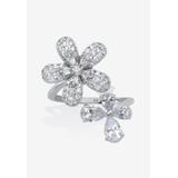 Women's Platinum Plated Silver Cubic Zirconia Spinning Daisy Flower Ring (1 5/8 cttw) by PalmBeach Jewelry in Silver (Size 7)