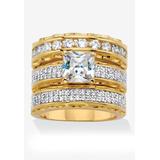 Women's Gold-Plated Bridal Ring Set Cubic Zirconia (3 1/10 Cttw Tdw) by PalmBeach Jewelry in Cubic Zirconia (Size 10)