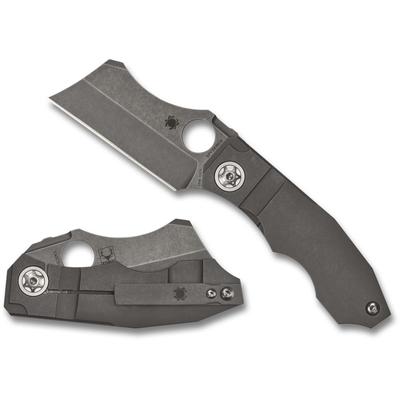 Spyderco Stovepipe Folding Knives 2.78in CPM 20CV Steel PlainEdge Titanium Handle C260TIP