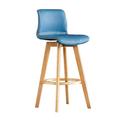 Stool HAIYU- Wooden Bar, Kitchen Breakfast High with Padded Back & 360 Degree Rotation Seat, Nordic Rustic Bar Chair for Dining Room, Cafe, Counter(Size:61cm,Color:Blue)