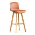 Stool HAIYU- Wooden Bar, Kitchen Breakfast High with Padded Back & 360 Degree Rotation Seat, Nordic Rustic Bar Chair for Dining Room, Cafe, Counter(Size:71cm,Color:Orange)