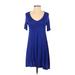 Soprano Casual Dress - A-Line: Blue Solid Dresses - Women's Size X-Small