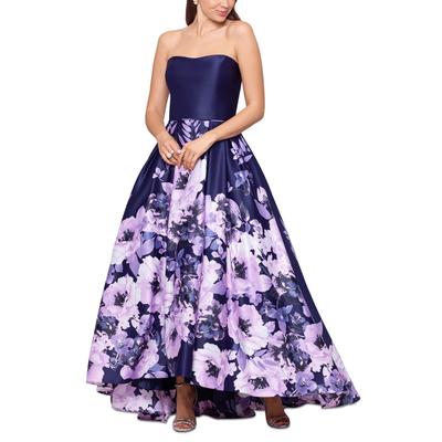 Betsy & Adam Womens Strapless Ball Gown