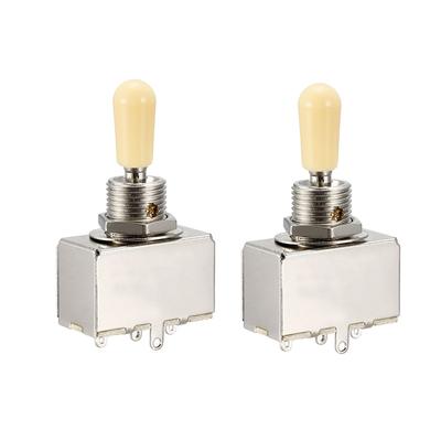 Metal Electric Guitar 3 Way Box Toggle Switch For Les Paul With Cream Knob 2pcs