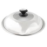 Kitchen Stainless Steel Cookware Pot Skillet Frying Pan Knob Lid Cover 36cm Dia - Silver Tone, Black