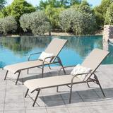 Outdoor Lounger Aluminum Adjustable Chaise Lounge Chairs with Arms (Set of 2) - See Picture