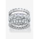 Women's Platinum Plated 3-Piece Stackable Engagement Ring by PalmBeach Jewelry in Cubic Zirconia (Size 6)