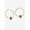 Women's Goldtone Charm Hoop Earrings (32mm) Round Simulated Birthstone by PalmBeach Jewelry in September