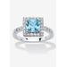 Women's Simulated Birthstone and Crystal Halo Ring in Sterling Silver by PalmBeach Jewelry in March (Size 9)