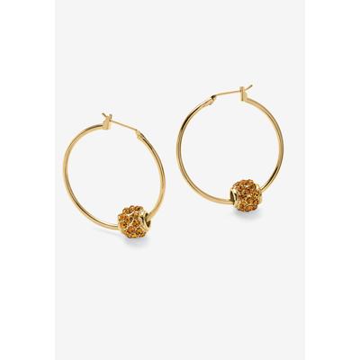 Women's Goldtone Charm Hoop Earrings (32mm) Round Simulated Birthstone by PalmBeach Jewelry in November