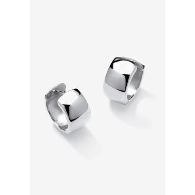 Women's Sterling Silver Hoop Huggie Earrings by PalmBeach Jewelry in White
