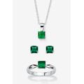 Women's 3-Piece Birthstone .925 Silver Necklace, Earring And Ring Set 18" by PalmBeach Jewelry in May (Size 6)