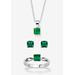 Women's 3-Piece Birthstone .925 Silver Necklace, Earring And Ring Set 18" by PalmBeach Jewelry in May (Size 6)