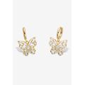 Women's Goldtone Crystal Butterfly Charm Earrings by PalmBeach Jewelry in Crystal