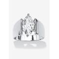 Women's Sterling Silver Cubic Zirconia Wide Band Solitaire Engagement Ring by PalmBeach Jewelry in Silver (Size 8)