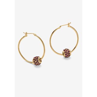 Women's Goldtone Charm Hoop Earrings (32mm) Round Simulated Birthstone by PalmBeach Jewelry in February